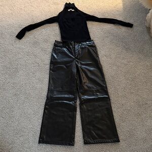 Zara Black Wide-Leg Faux Leather Pants